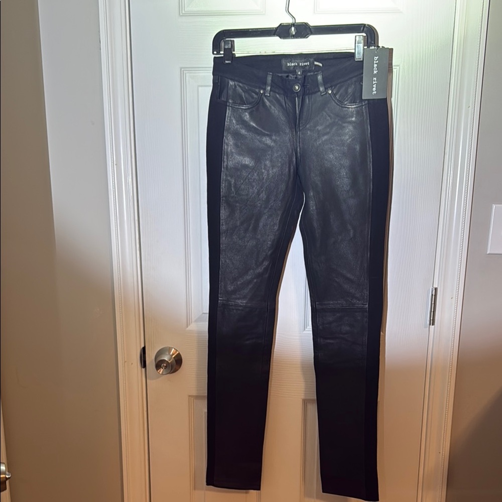 Black Rivet/ Wilsons Leather Sleek Black Leather Trousers